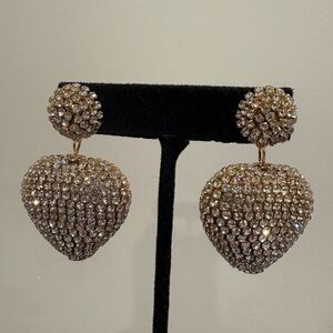 Puff Heart  Drop Earrings gold